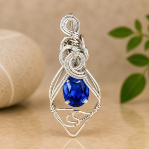 Blue Swarovski Silver Wrapped Pendant