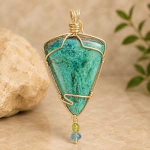 Chrysoprase Gold Wrapped Pendant