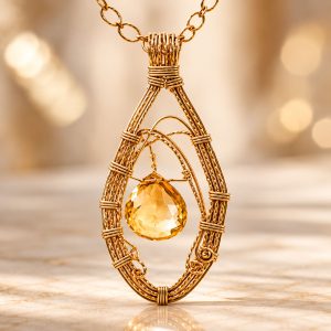Citrine Filigree Wrapped Pendant