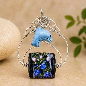 Silver Lampwork Bead Pendant