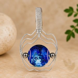 Silver Wrapped Lampwork Bead Pendant